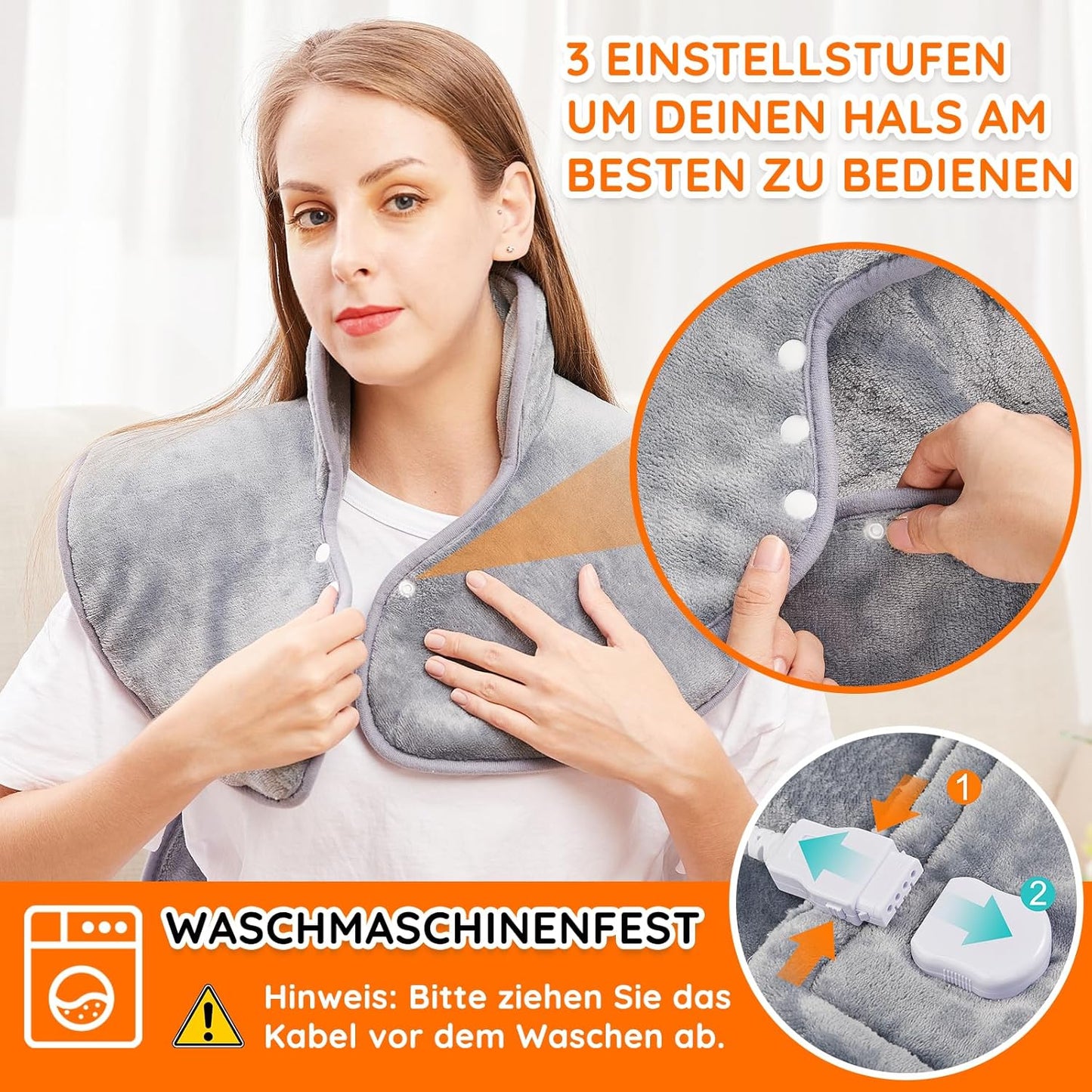 Wärmekissen für Rücken, Schulter und Nacken, mit automatischer Abschaltung 6 Temperaturstufen