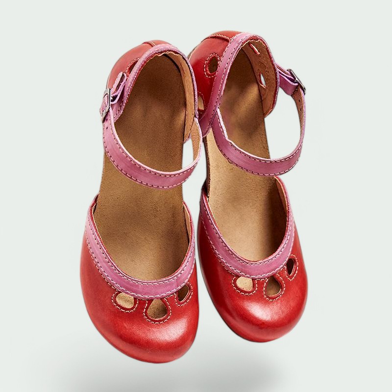 Layana – Bequeme Retro-Damenabsätze mit Schnalle in Grün und Leder