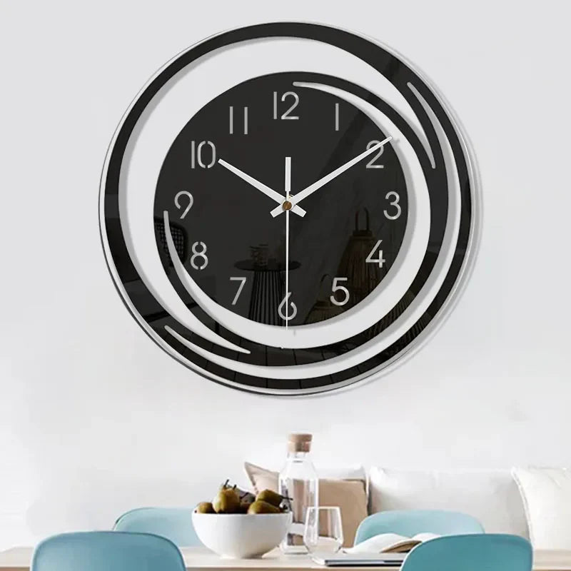 NoirTime | Moderne Schwarze Acryl Wanduhr - Skandinavisches Design für Minimalistische Wohnräume