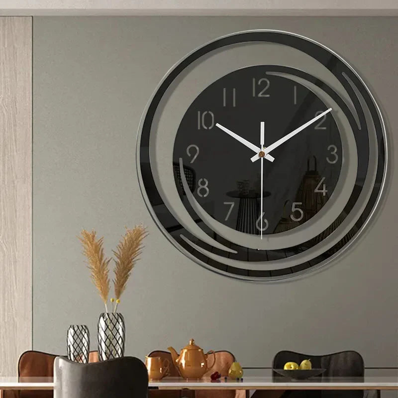NoirTime | Moderne Schwarze Acryl Wanduhr - Skandinavisches Design für Minimalistische Wohnräume
