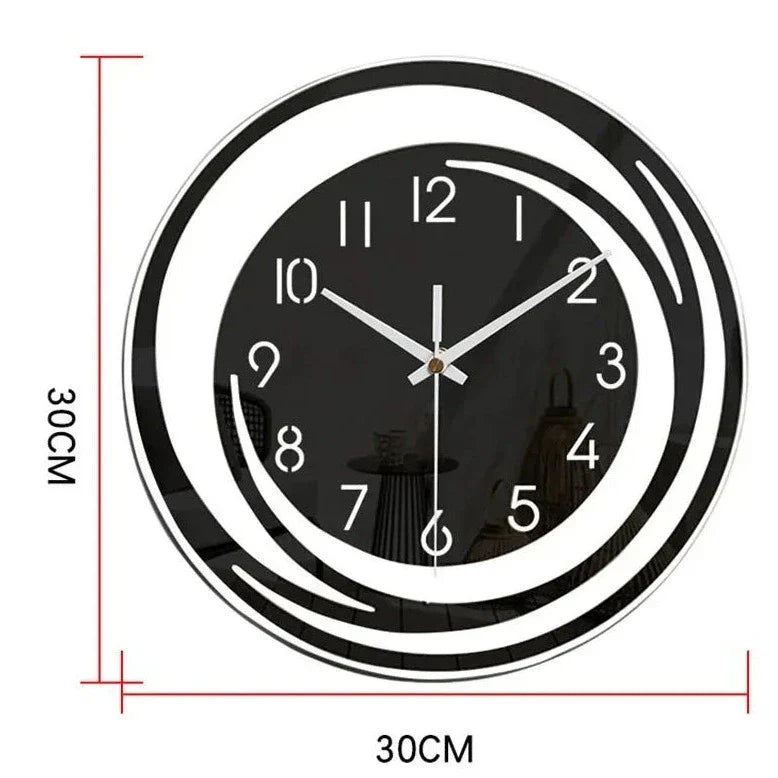 NoirTime | Moderne Schwarze Acryl Wanduhr - Skandinavisches Design für Minimalistische Wohnräume
