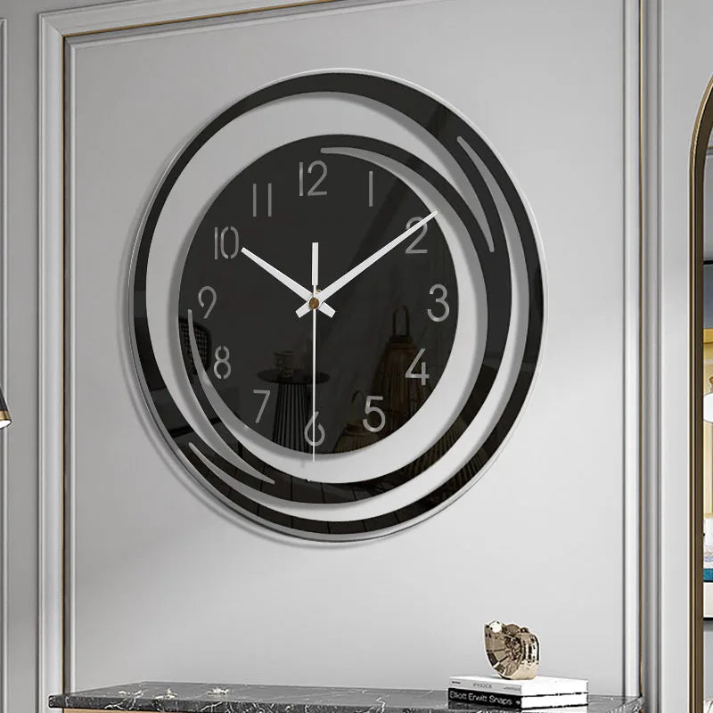 NoirTime | Moderne Schwarze Acryl Wanduhr - Skandinavisches Design für Minimalistische Wohnräume