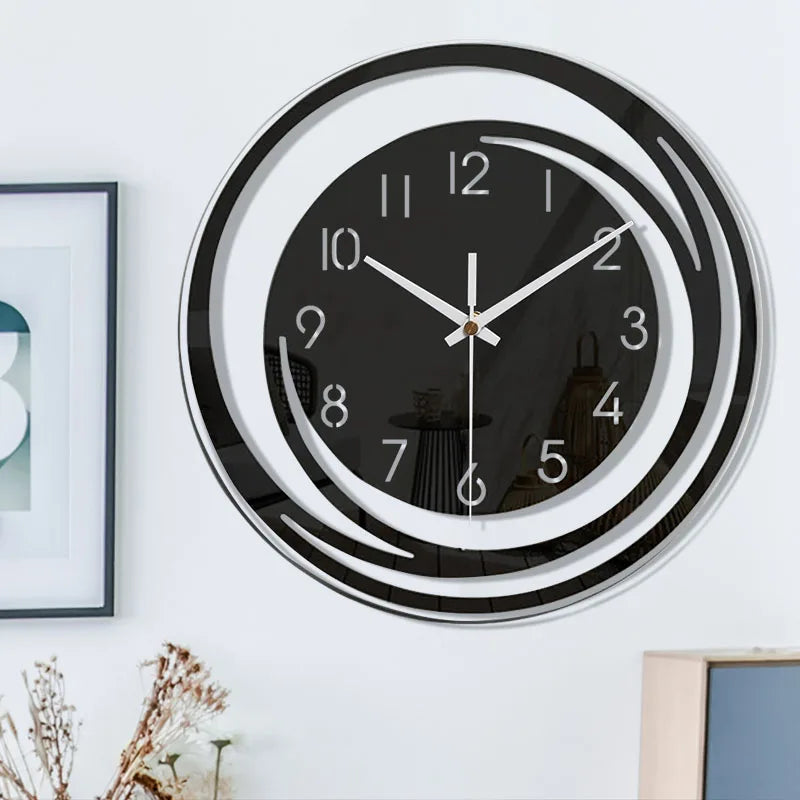 NoirTime | Moderne Schwarze Acryl Wanduhr - Skandinavisches Design für Minimalistische Wohnräume