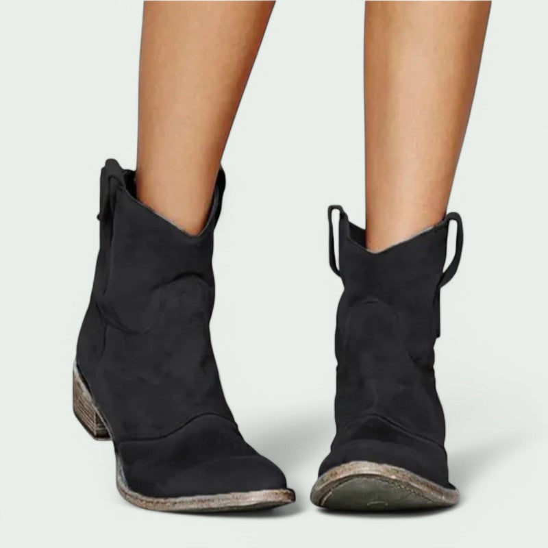 Carmine – Vintage Cowboy-Stiefeletten für Damen mit Niedrigem Absatz für den Frühling