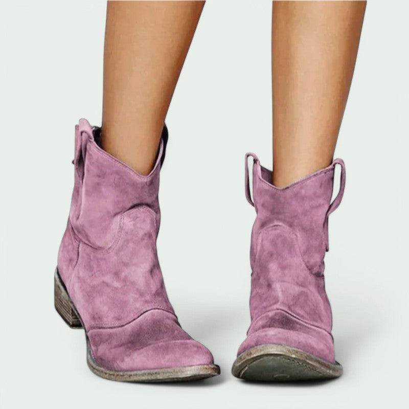 Carmine – Vintage Cowboy-Stiefeletten für Damen mit Niedrigem Absatz für den Frühling