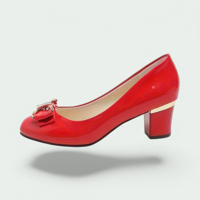 Fiona – Elegante Pumps mit Schleifendetail und Hochglanz-Finish für Damen