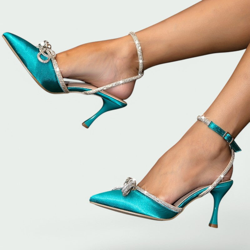 Lina – Elegante High Heels mit Funkelnden Knöchelriemen für Damen