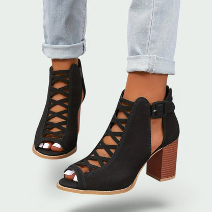 Livia – Stilvolle Kunstleder Stiefeletten mit Komfortablem Chunky Absatz für Damen