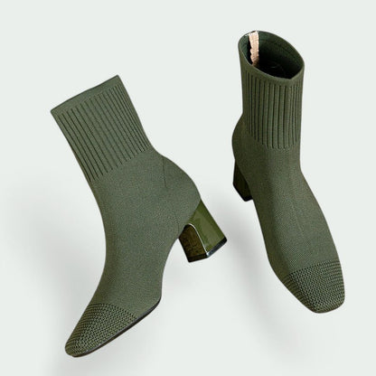 Rosie – Stilvolle Stricksocken-Stiefel mit elegantem Absatz für Damen