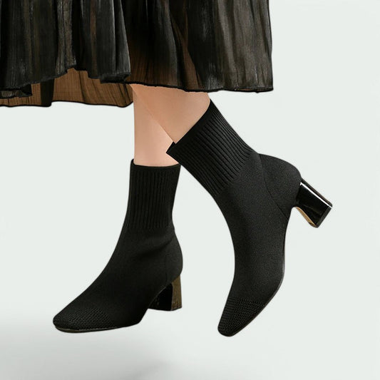 Rosie – Stilvolle Stricksocken-Stiefel mit elegantem Absatz für Damen