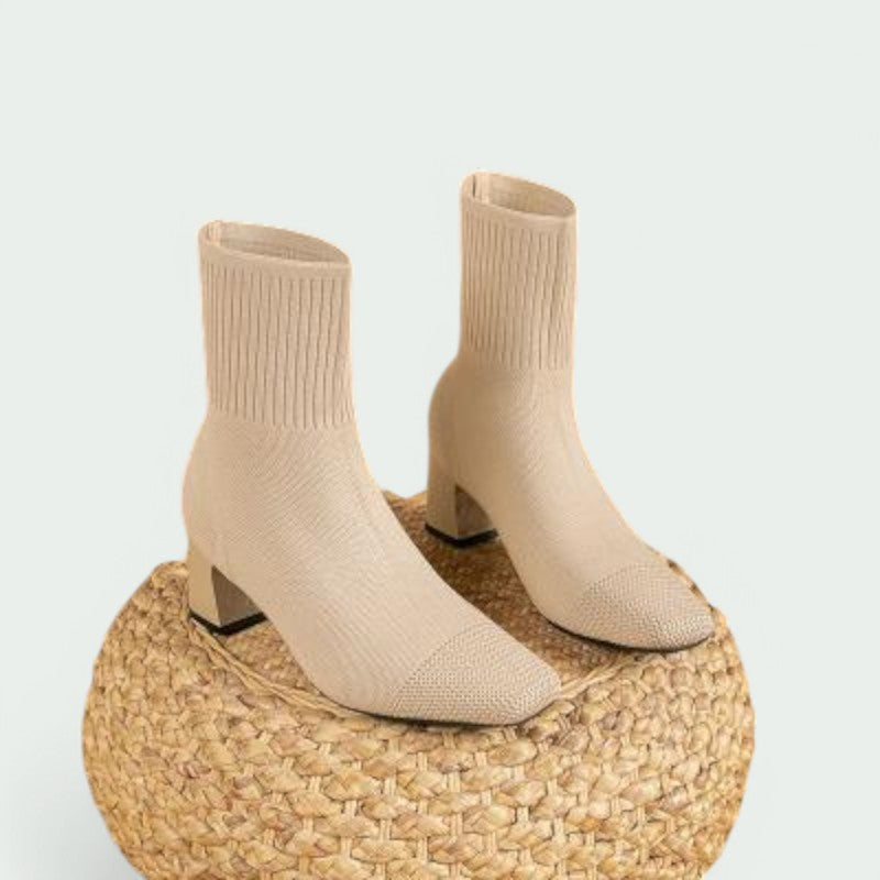 Rosie – Stilvolle Stricksocken-Stiefel mit elegantem Absatz für Damen