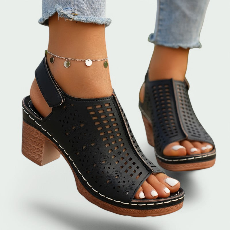 Samantha – Elegante Sandalen mit Offener Spitze und Hohem Absatz für Damen