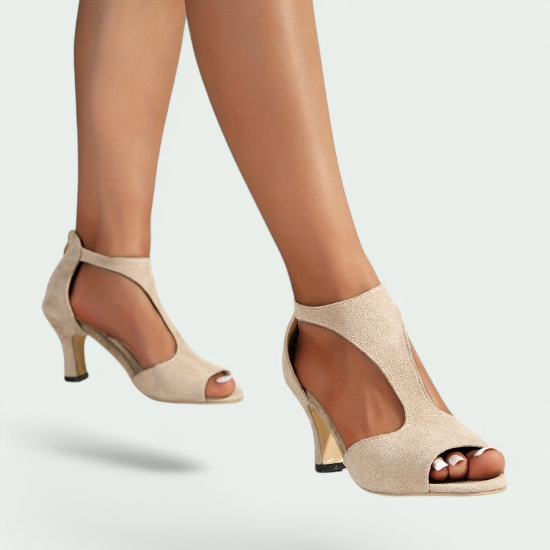 Viviana – Stilvolle Peep Toe Sandalen mit Blockabsatz und T-Riemen für Damen