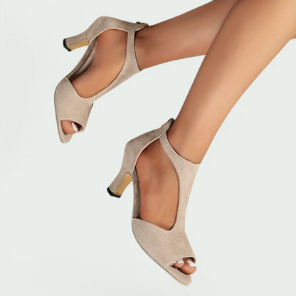 Viviana – Stilvolle Peep Toe Sandalen mit Blockabsatz und T-Riemen für Damen