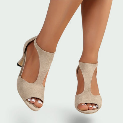 Viviana – Stilvolle Peep Toe Sandalen mit Blockabsatz und T-Riemen für Damen