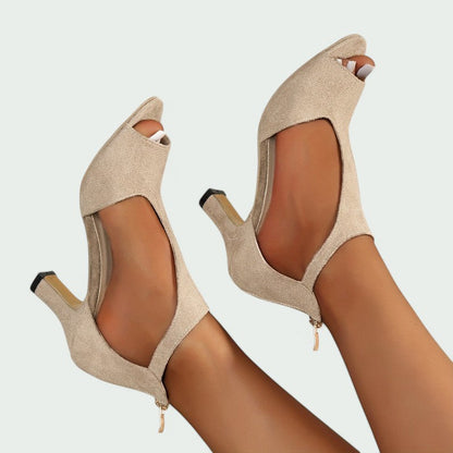 Viviana – Stilvolle Peep Toe Sandalen mit Blockabsatz und T-Riemen für Damen