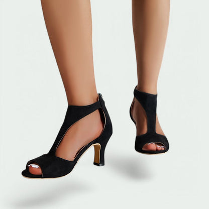 Viviana – Stilvolle Peep Toe Sandalen mit Blockabsatz und T-Riemen für Damen