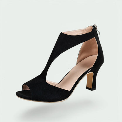 Viviana – Stilvolle Peep Toe Sandalen mit Blockabsatz und T-Riemen für Damen